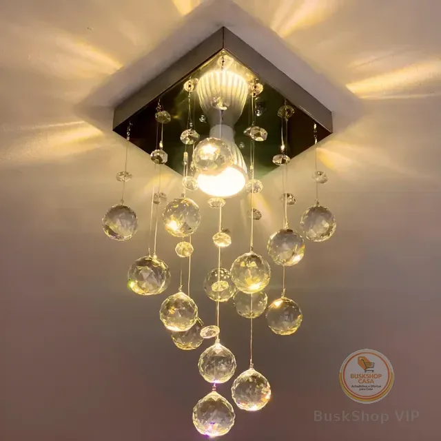 Lustre Cristal Acrílico Quarto Sala Vai Montado  Promoção