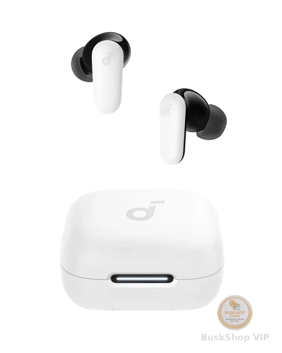 soundcore P30i da Anker, Fone de Ouvido Bluetooth 5.4 com Cancelamento de Ruído Adaptativo, Graves Poderosos, 45H de Reprodução, Estojo 2-em-1 com Suporte para Celular, IP54, Fone sem fio TWS, Branco