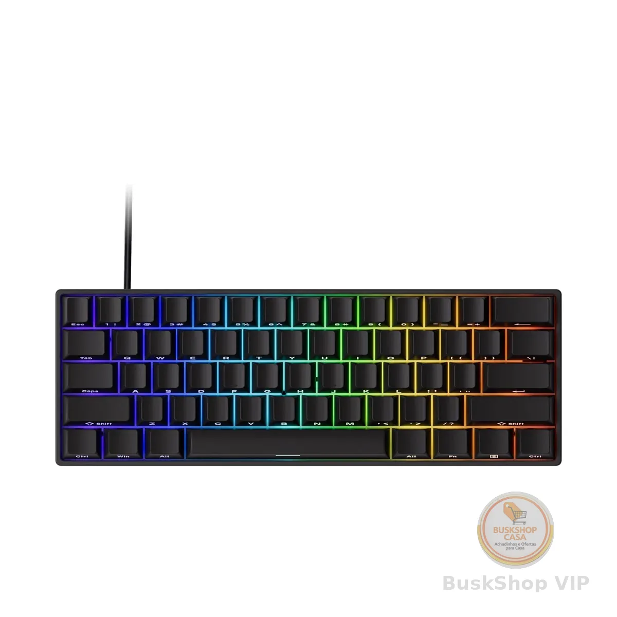 Teclado Mecânico Gamer Magnético Akko x Monsgeek Fun60 Pro SP Preto 8k Switch Akko Glare Linear AKKO01-00005-BLK