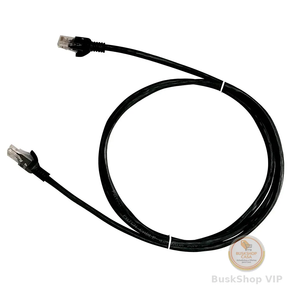 Cabo de Rede Pluscable Cat.6 5M Preto Patch Cord - Pc-Eth6U50Bk