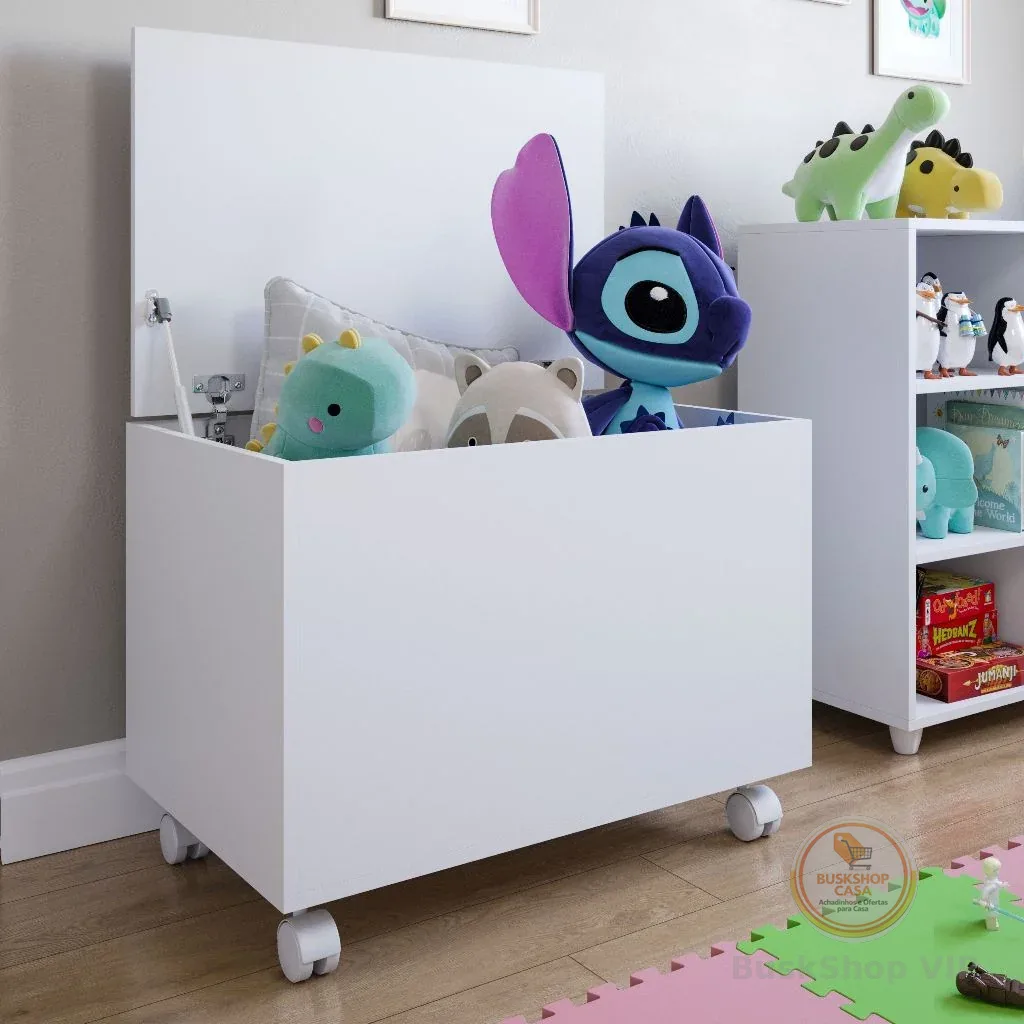 Baú Infantil Caixa Organizadora De Brinquedos Com Tampa Quarto Com Rodizios
