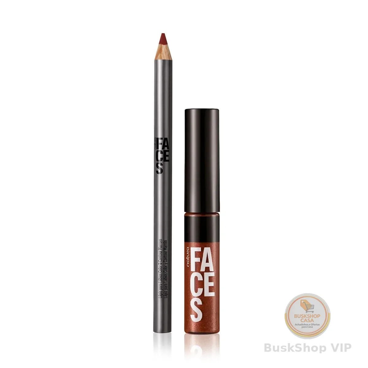Kit Lápis para Lábios e Gloss Marrom Natura Faces