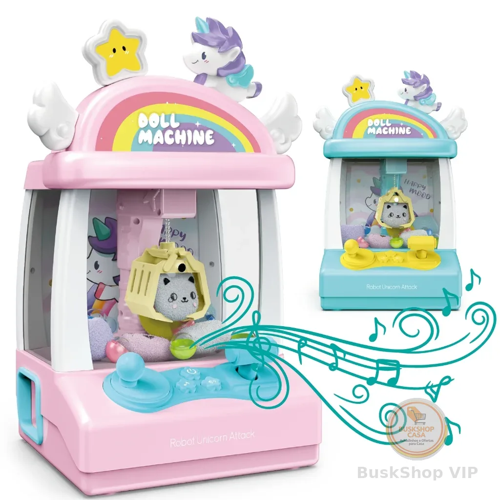Mini Máquina de Pegar Bichinhos Som e Luz Brinquedo Garra Ursinho Pelúcia