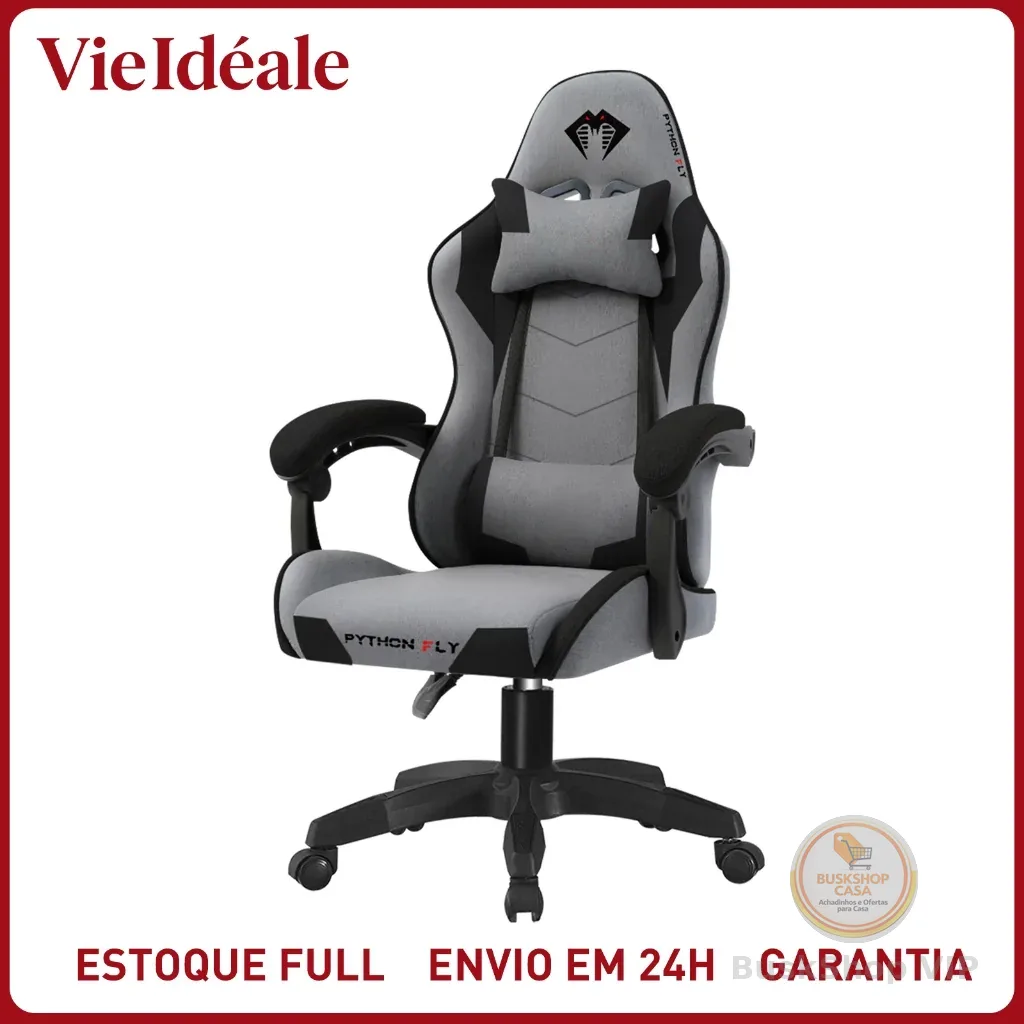 Cadeira Gamer Ergonômica Reclinável Tecido Respirável - Suporte 150kg, Apoio Lombar e Pés, Base Metálica