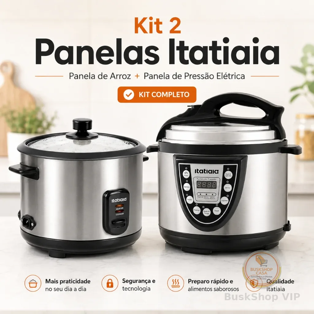 Kit 2 Panelas Itatiaia - Arroz 8 Xícaras + Panela Pressão 5L Digital -  110v ou 220v Casa Decor