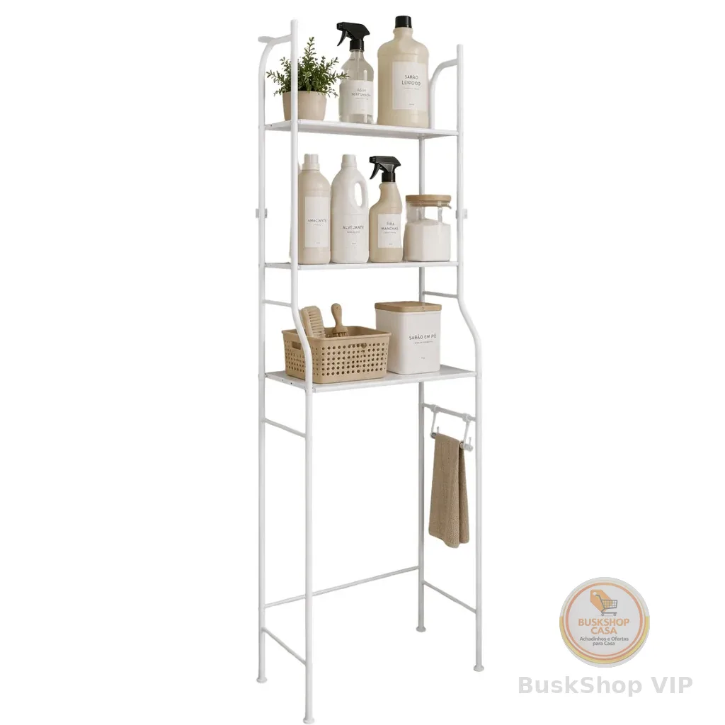 Prateleira Rack Organizador Estante Lavanderia E Banheiro Branca Castela