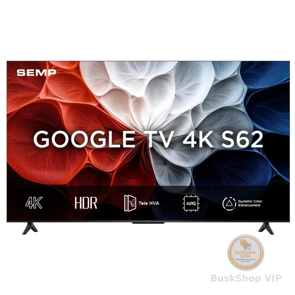 SEMP, Smart TV 4K UHD, 43“, Google TV, Google Assistente, Comando por Voz, Googlecast Integrado, Design Sem Bordas, Dolby Audio, 43S62