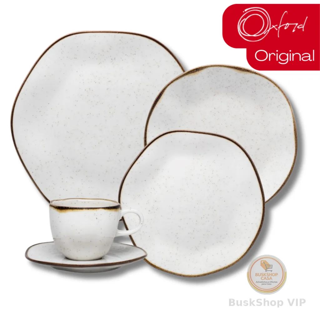 Aparelho de Jantar e Chá Porcelana 30 Peças Ryo Maresia Jogo de Pratos e Xícaras Oxford