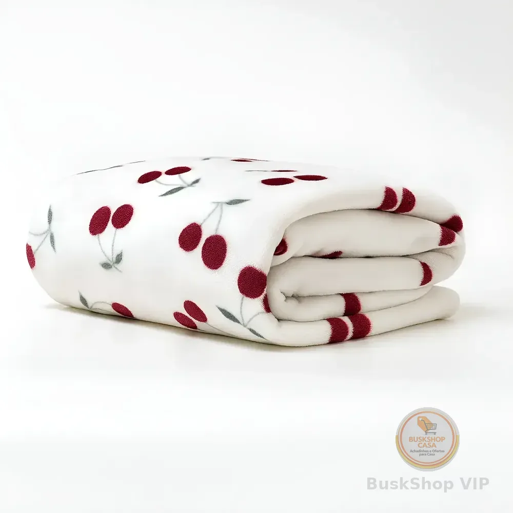 Cobertor Manta Flannel Soft King Queen 2,20x2,40 Luxo Cor Cerejas Desenho do Tecido Florido