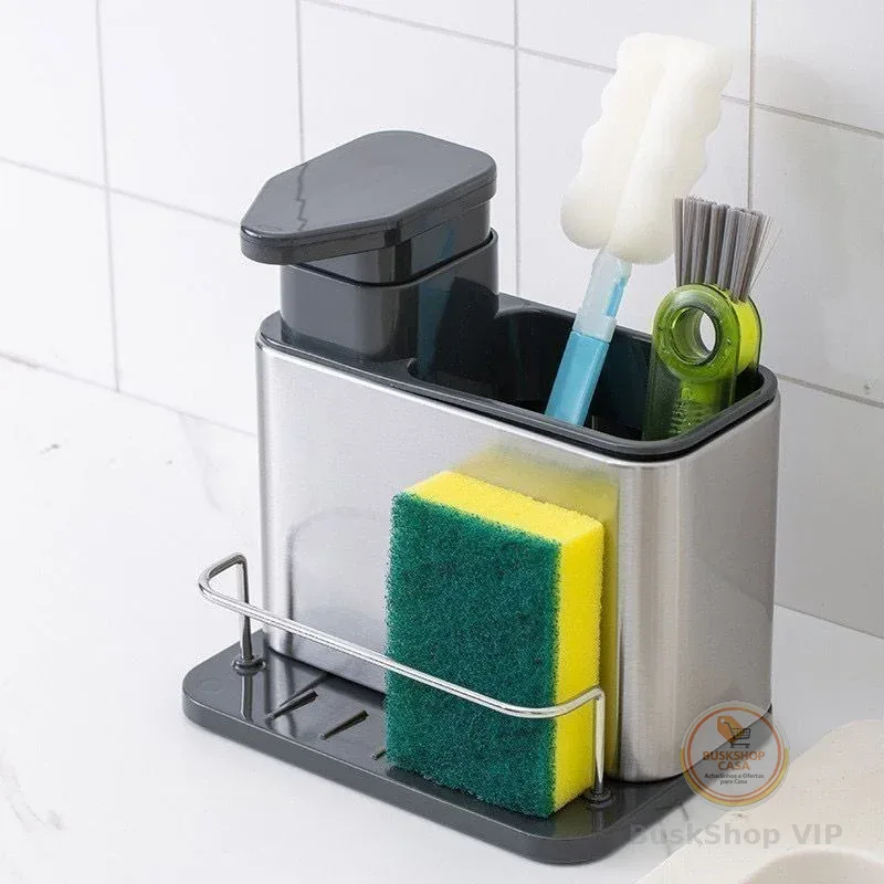 Porta Detergente Rack Armazenamento De Cozinha Organizador Dispensador De Sabão Aço Inoxidável Para Pia Casa