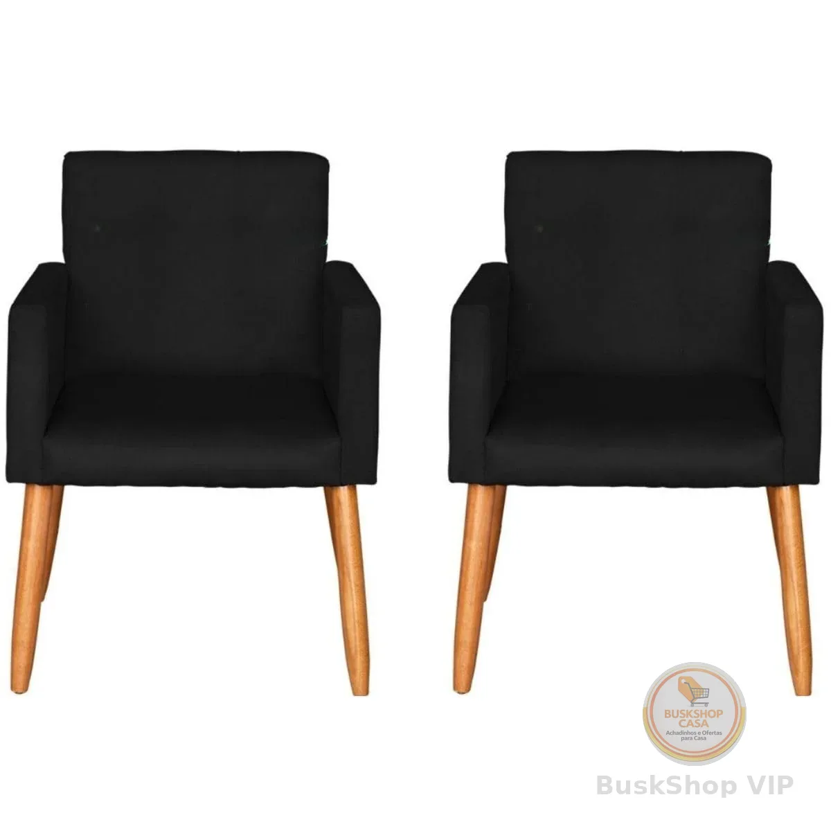 Kit 2 Poltronas Cadeira Decorativa para Sala de estar Cadeiras para Recepção Manicure Escritório Sala De Espera (PRETO)