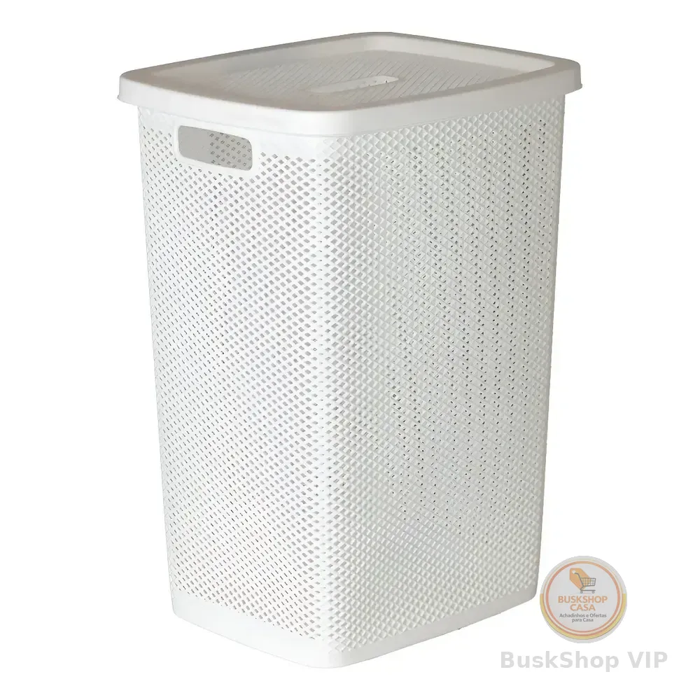 Cesto De Roupas 40 Litros Com Tampa Linea Branco 52 Cm