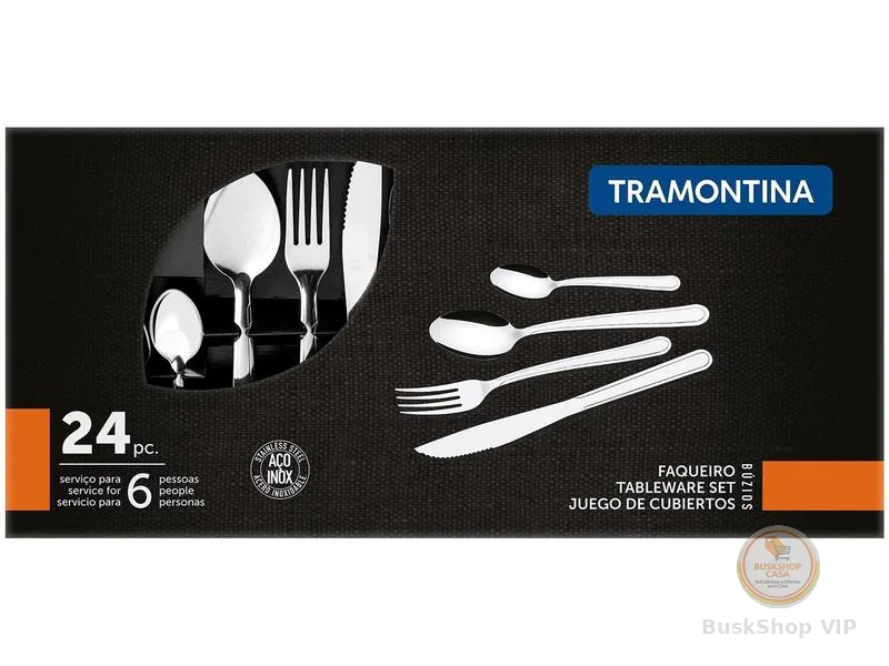 Jogo De Talheres Tramontina Colher Faca Garfo 24 Peças Búzios Inox Tramontina