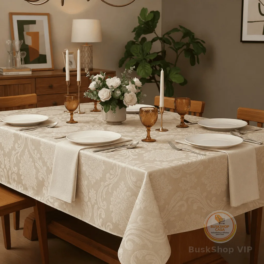 Toalha De Mesa Tecido Jacquard Retangular Durável e Elegante 4/6/8 Lugares Luxo Promoção