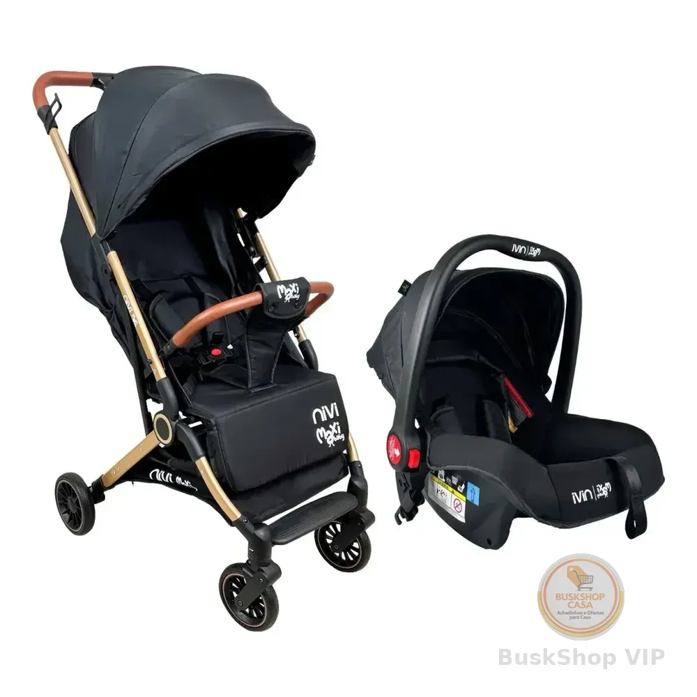 Carrinho De Passeio C/bebê Conforto Ts Nivi Pt/mr Maxi Baby