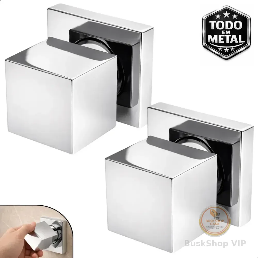 Kit 2 Acabamento Registro Chuveiro Quadrado Padrão Deca 1/2 E 3/4 E 1 Polegada 100% Todo Metal Cromado Brilhante Com Kit Fixação Completo De Parede Banheiro Geral - Softinox Kit 2 Prateado