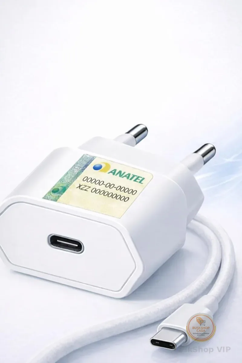 Carregador USB-C 30W com Cabo Tipo C, Power Delivery, Turbo, Carregamento Rápido, Bivolt, Certificação ANATEL,Compacto, Seguro para i.Phone, Samsung, Xiaomi