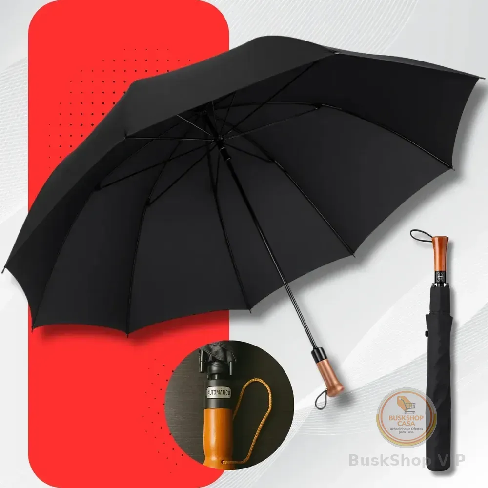 Guarda Chuva Automático Reforçado Grande Proteção Solar Uv Sombrinha Anne Preto Liso