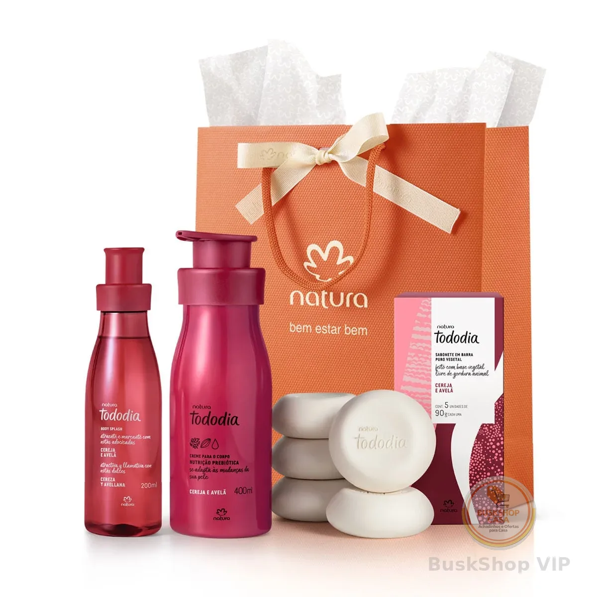 Presente Namorados Cereja e Avelã (Body Splash + Creme + Sabonetes)