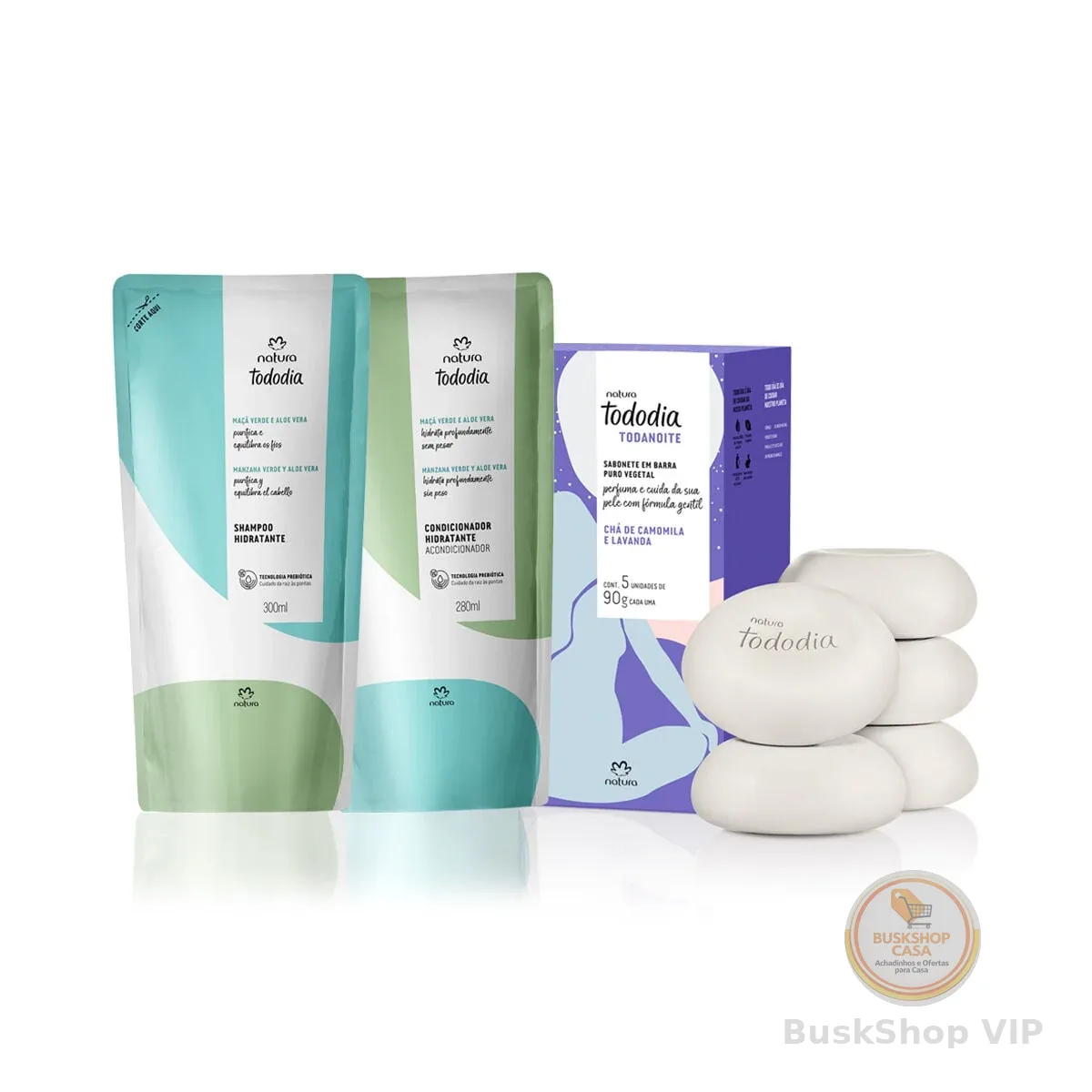 Kit  Refil Hidratante Shampoo, Condicionador e Sabonete Natura Tododia