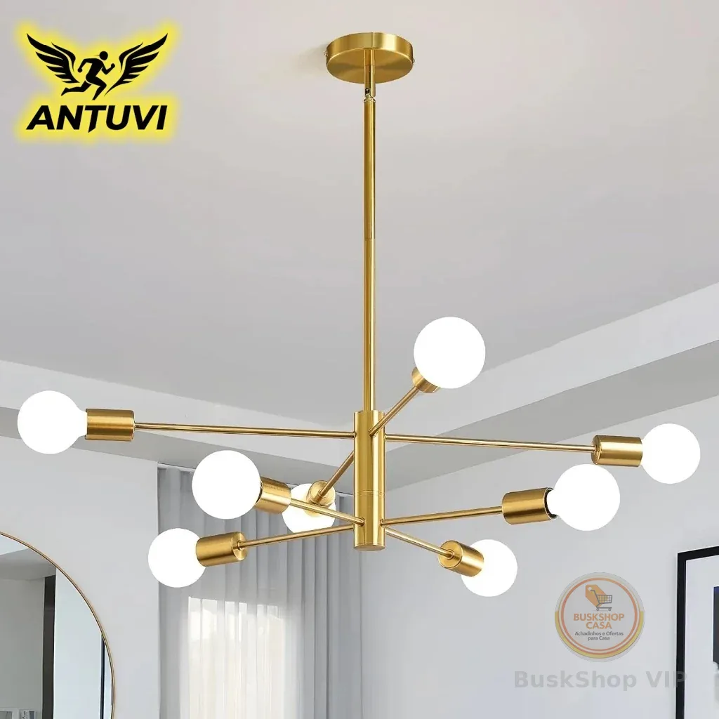 8 Lâmpadas Dourado Luminárias De Teto Lustre Sala Moderno