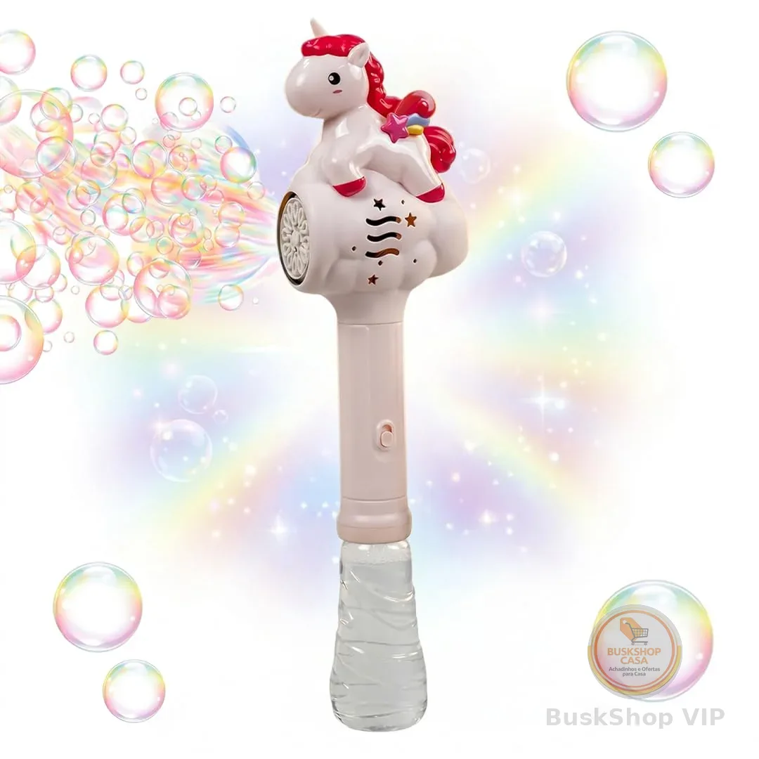 Leduc Máquina de Bolhas Unicórnio Rosa LED Automática – Lança Centenas de Bolhas, Tema Unicórnio, Festa Aniversário Infantil Meninas