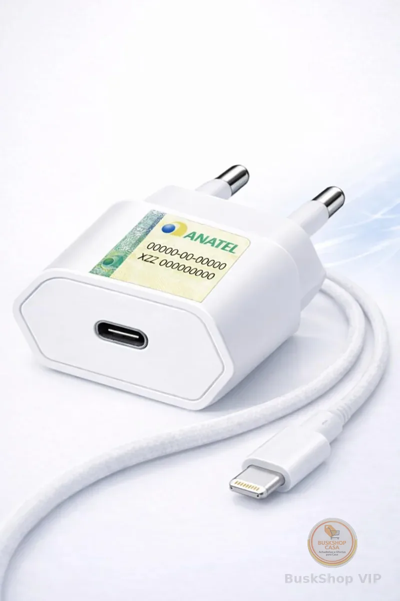Carregador 30W + Cabo Compatível i.Phone, i.Phone X Xr 8 11 12 13 14 Plus Pro Max i.Pad, Carregamento Ultra Rapido, Fonte USB-C, Carga Rápida, Produto Homologado Anatel