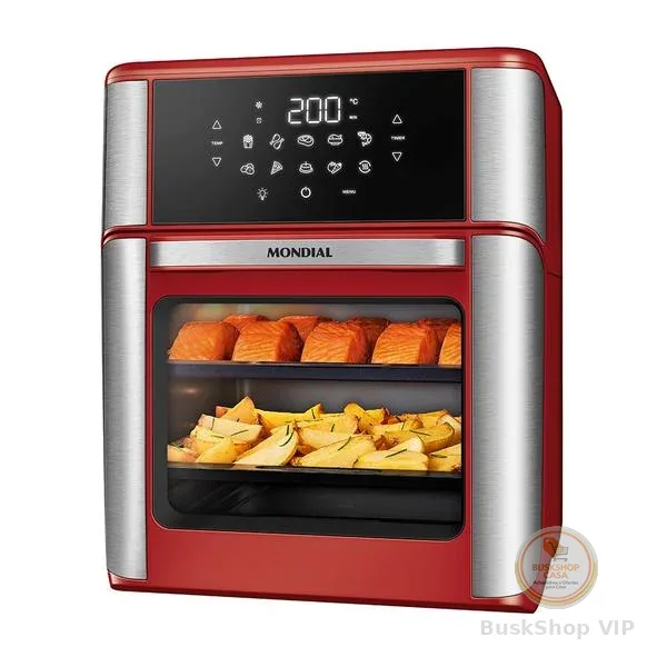 Fritadeira Air Fryer Forno Oven 12L Mondial Vermelho Inox 2000W AFON12LRI