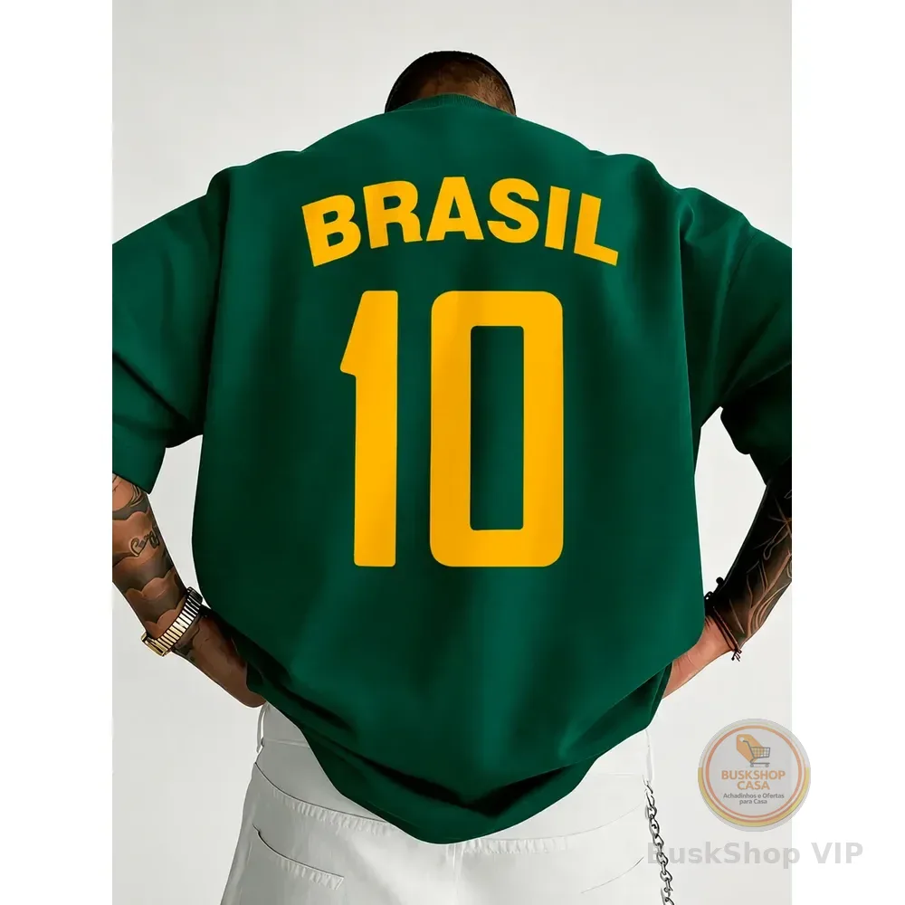 Camiseta Oversized Brasil Camisa Torcida Copa 2026 Hexa Over