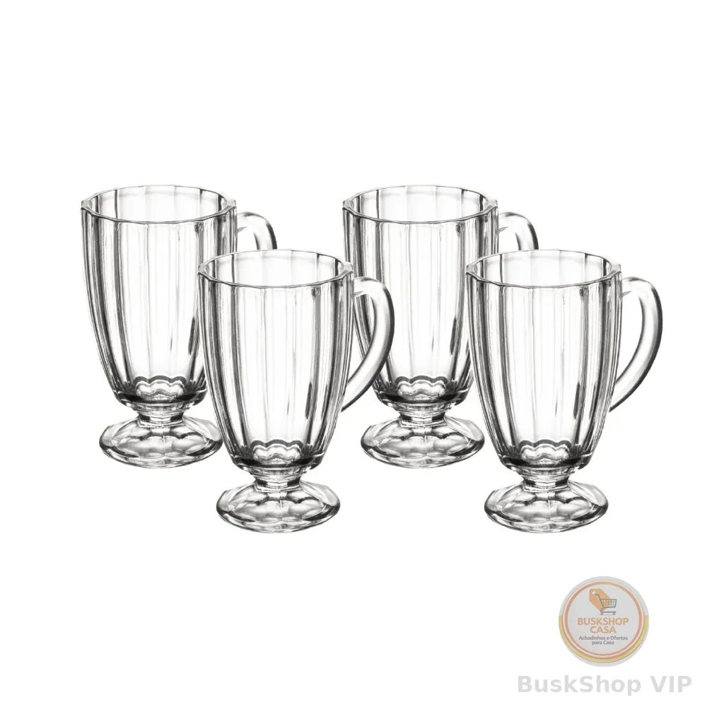 Kit 4 Taças para Cappuccino Wolff Classic de Vidro 160ml