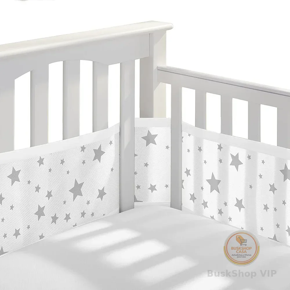 Protetor de Berço Respirável para Bebês, Decoração para Quarto de Bebê, Protetor de Berço Lavável
