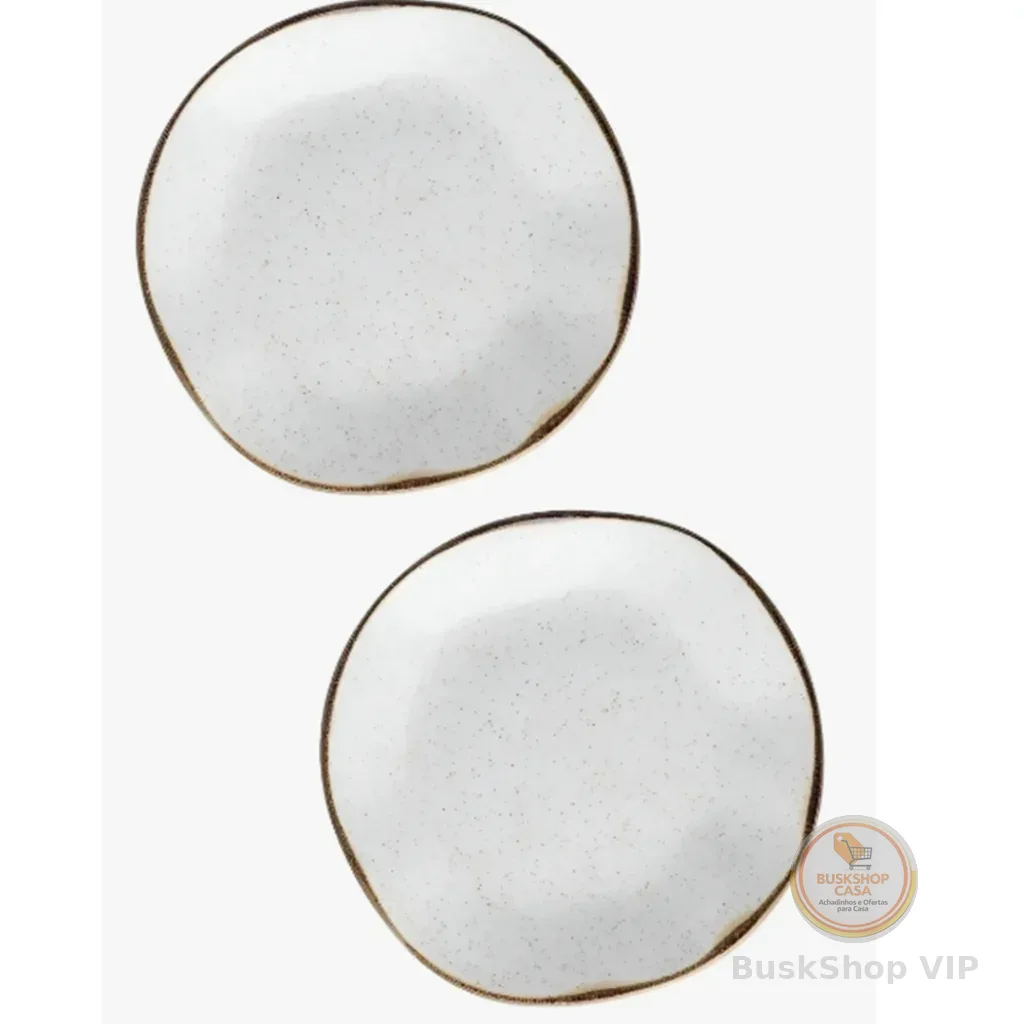 Jogo 2 Pratos Fundo Porcelana Oxford 22,5cm Maresia Orgânico Areia