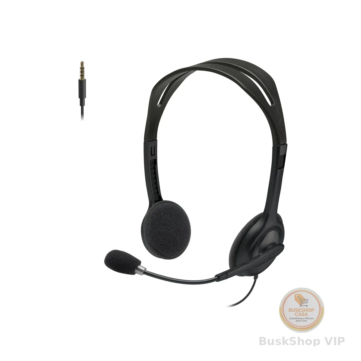 Headset com fio Logitech H111 com Microfone com Redução de Ruído e Conexão 3,5mm