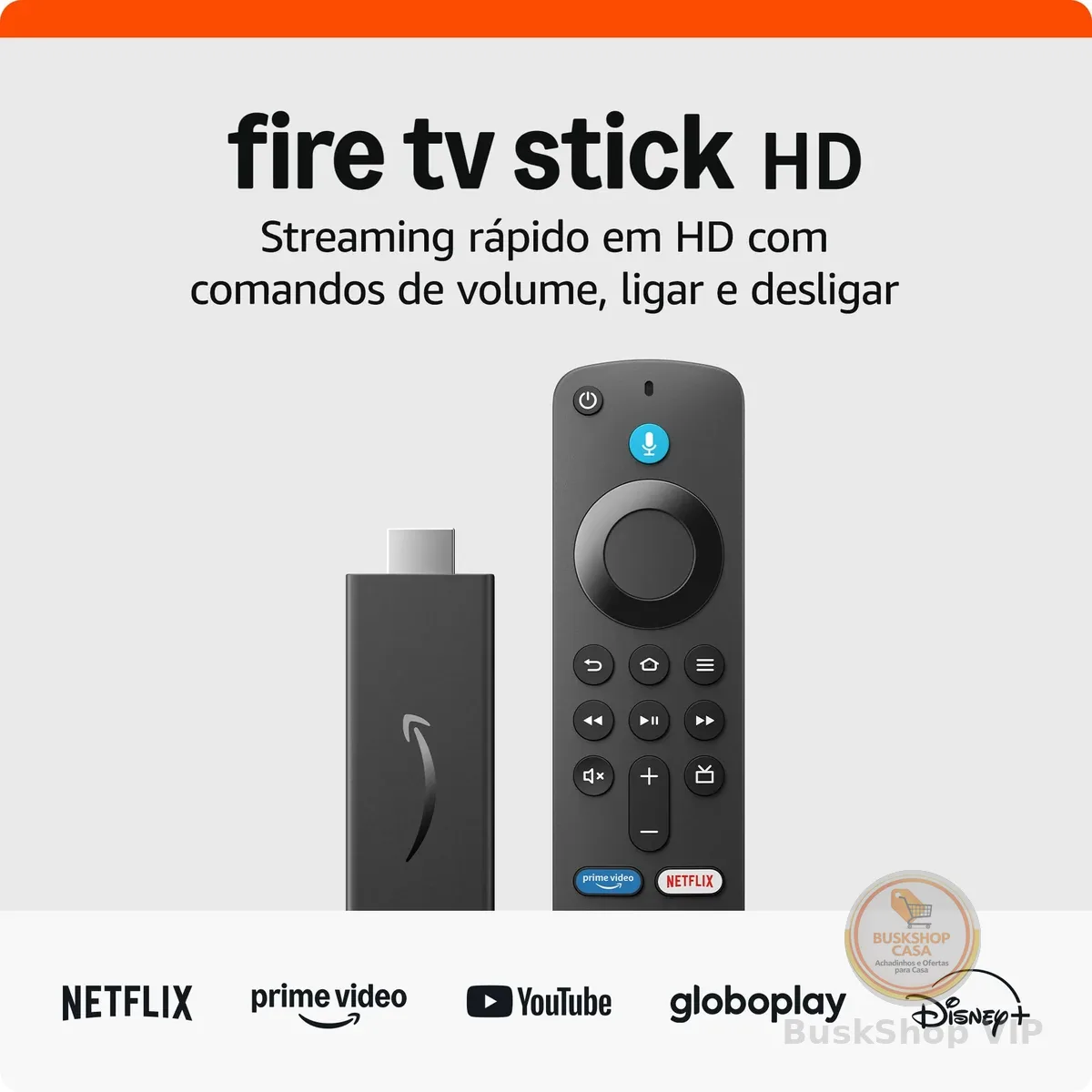 Fire TV Stick HD | Com controle remoto por voz com Alexa (inclui comandos de TV), controles de casa inteligente e streaming em HD