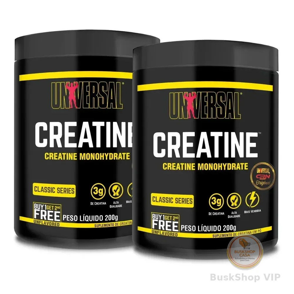 Pack 2 Suplementos Em Pó Universal Creatine Monohydrate Em Pote De 200g Cada Sem Sabor