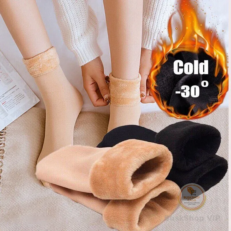 Kit ate 6 pares de meia/meias soquete térmica grossa flanelada fleece inverno frio intenso Império