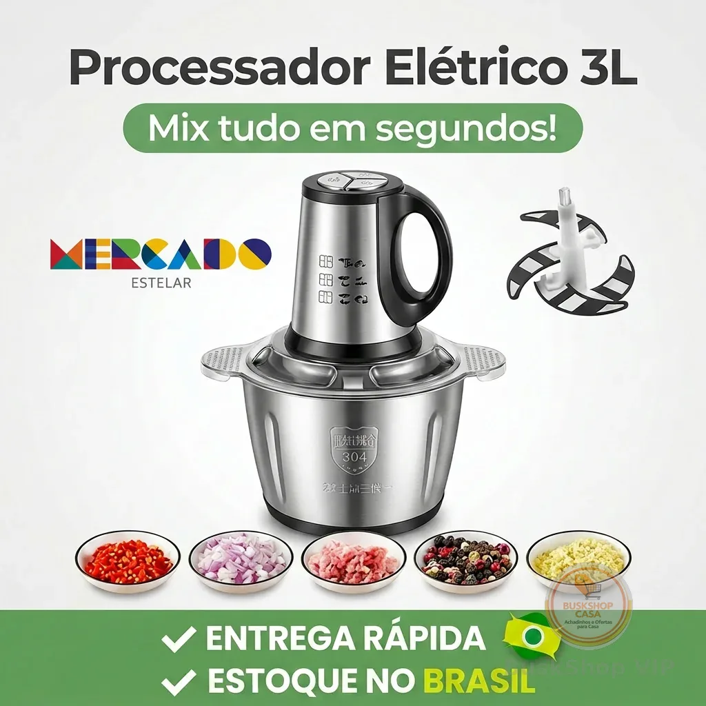 3L Picador De Alimentos Moedor De Carne Mixer Elétrica Processador Cozinha Casa Alho - 110v-220v