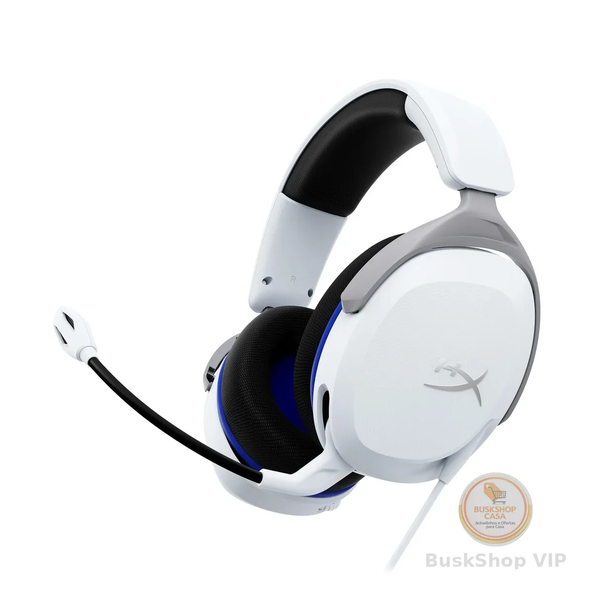 Headset Gamer HyperX Cloud Stinger 2 Core PS5 - para PlayStation, Headset Leve, Microfone com Função de Girar para Silenciar, Drivers de 40 mm, Branco (6H9B5AA)