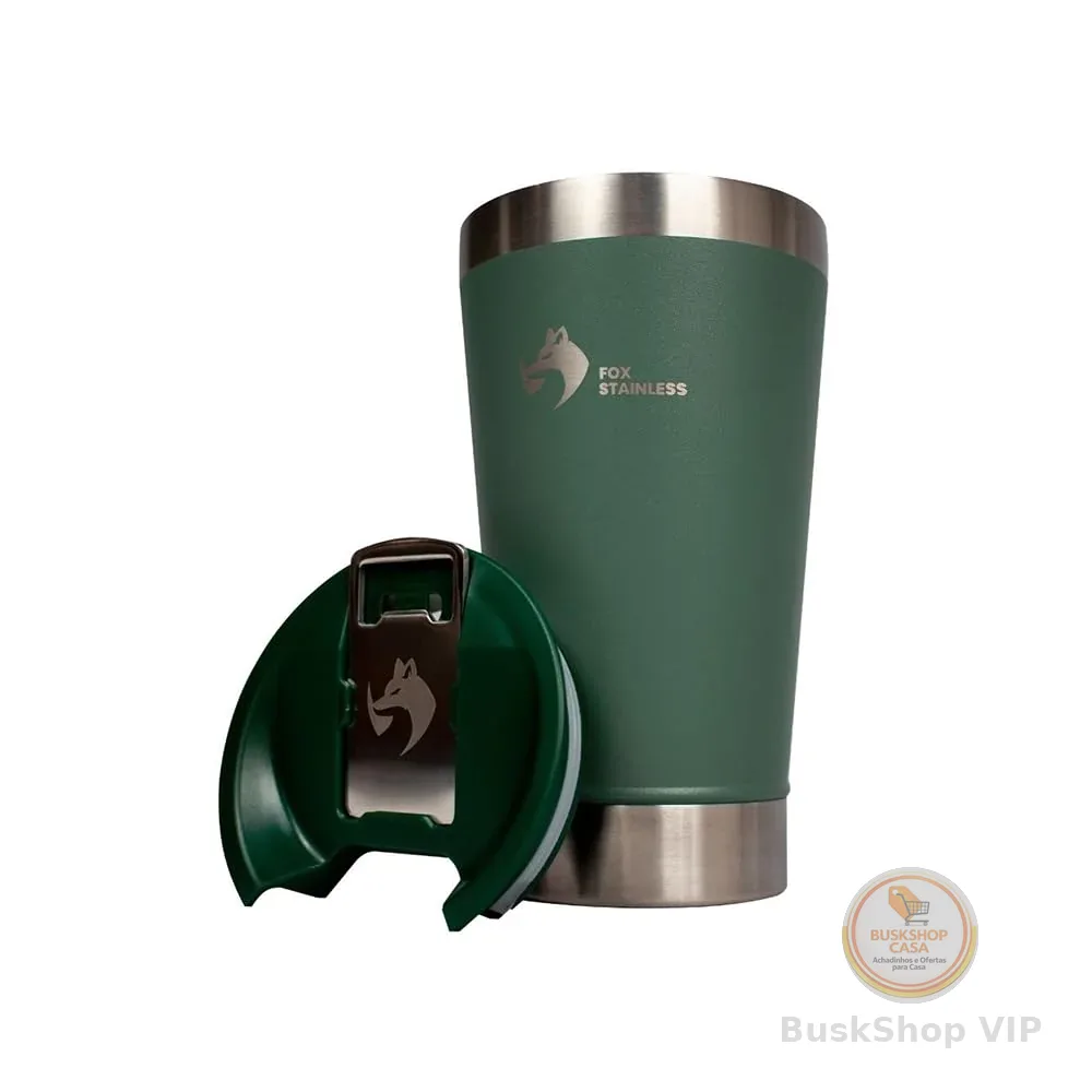 Copo Termico Quente e Frio com Tampa 473ml Verde Fox Stainless