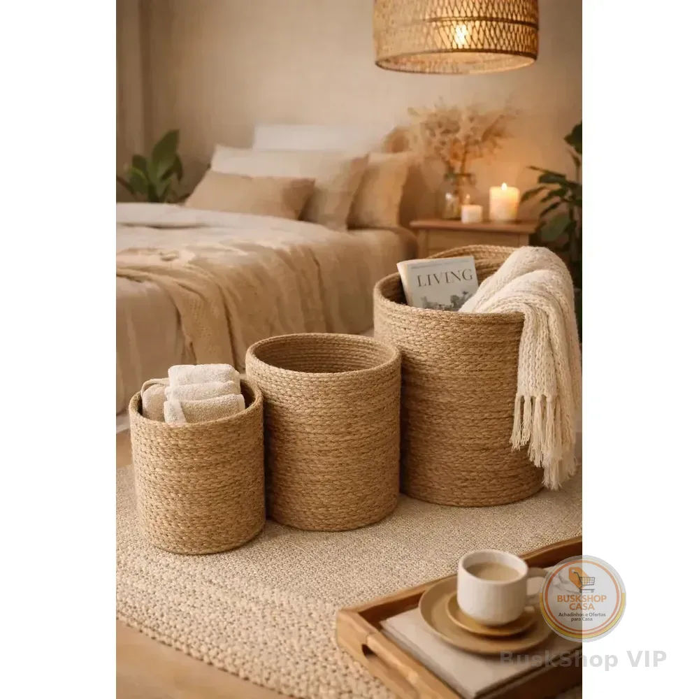 3 Cestos Organizador Rusticos Decoração