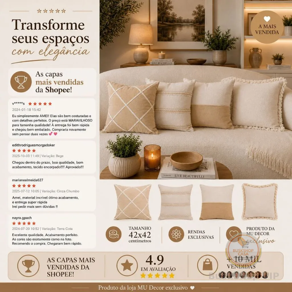 Kit 4 Capas De Almofada Estilo Boho Chic Rustico Decorativas
