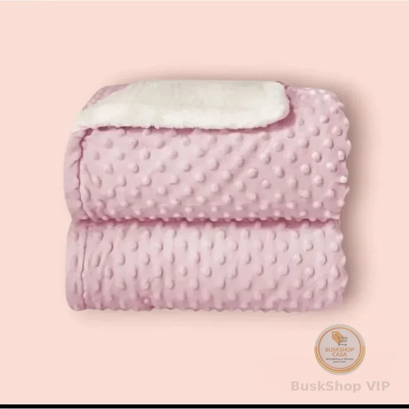 Cobertor Luxo Para Bebê Dupla Face Soft Bolha Com Sherpa
