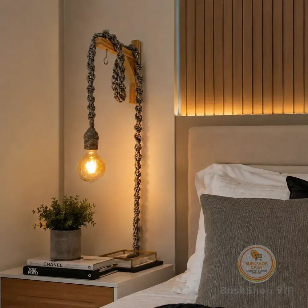 Luminária Macramê Pendente Decoração Casa retro