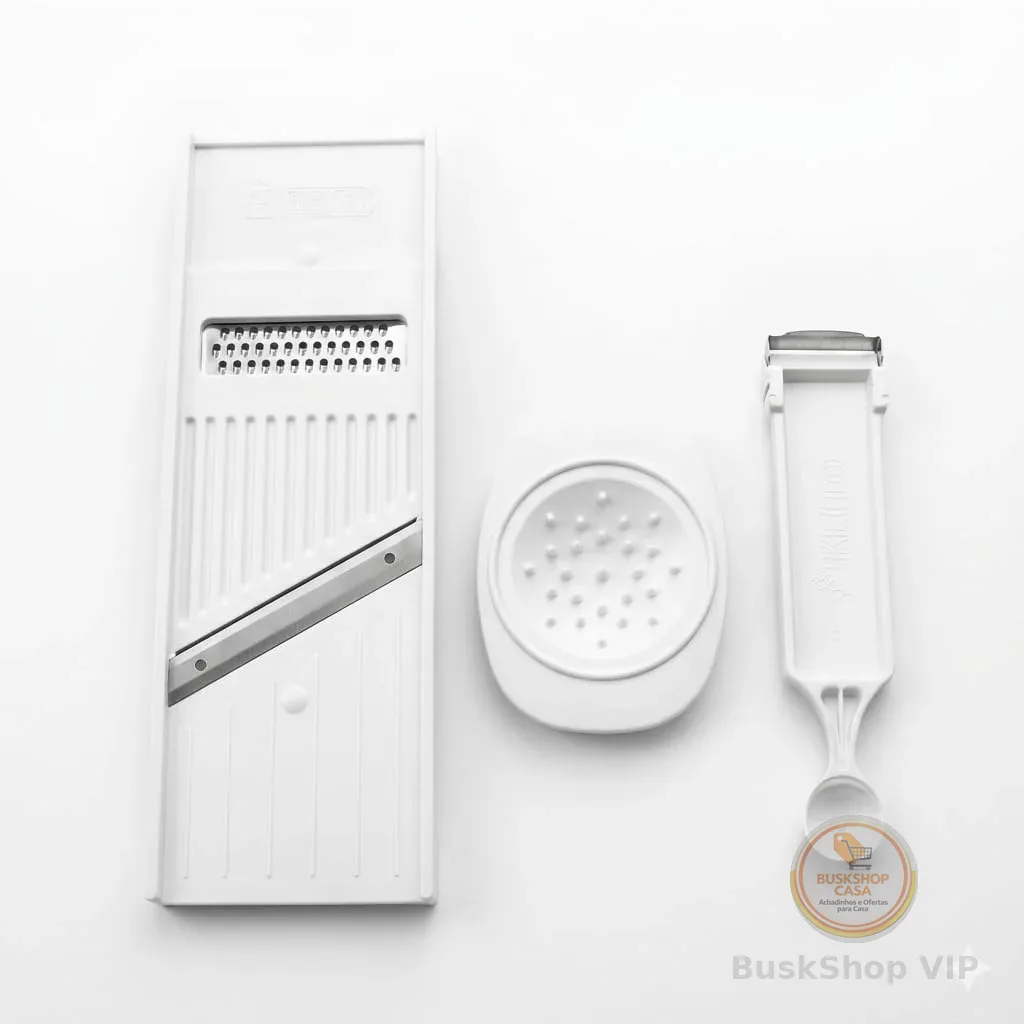 KIT Descascador e Boleador de Vegetais + Fatiador + Ralador + Protetor Prático Bonito Portátil Durável Facilmente Lavável Fatia Queijo Frutas Batata Pepino - Marca MBB Shop