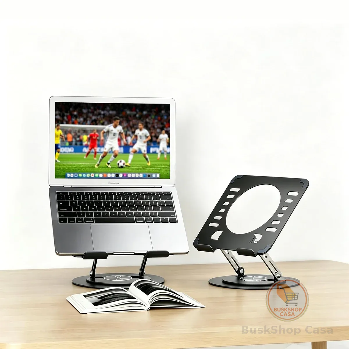 Suporte para Notebook Giratório 360°, Base para Notebook Ergonômica Regulável em Aço Carbono, Braço Articulado Compatível 10-17 Polegadas para Laptop MacBook, Tablet e Celular Home Office