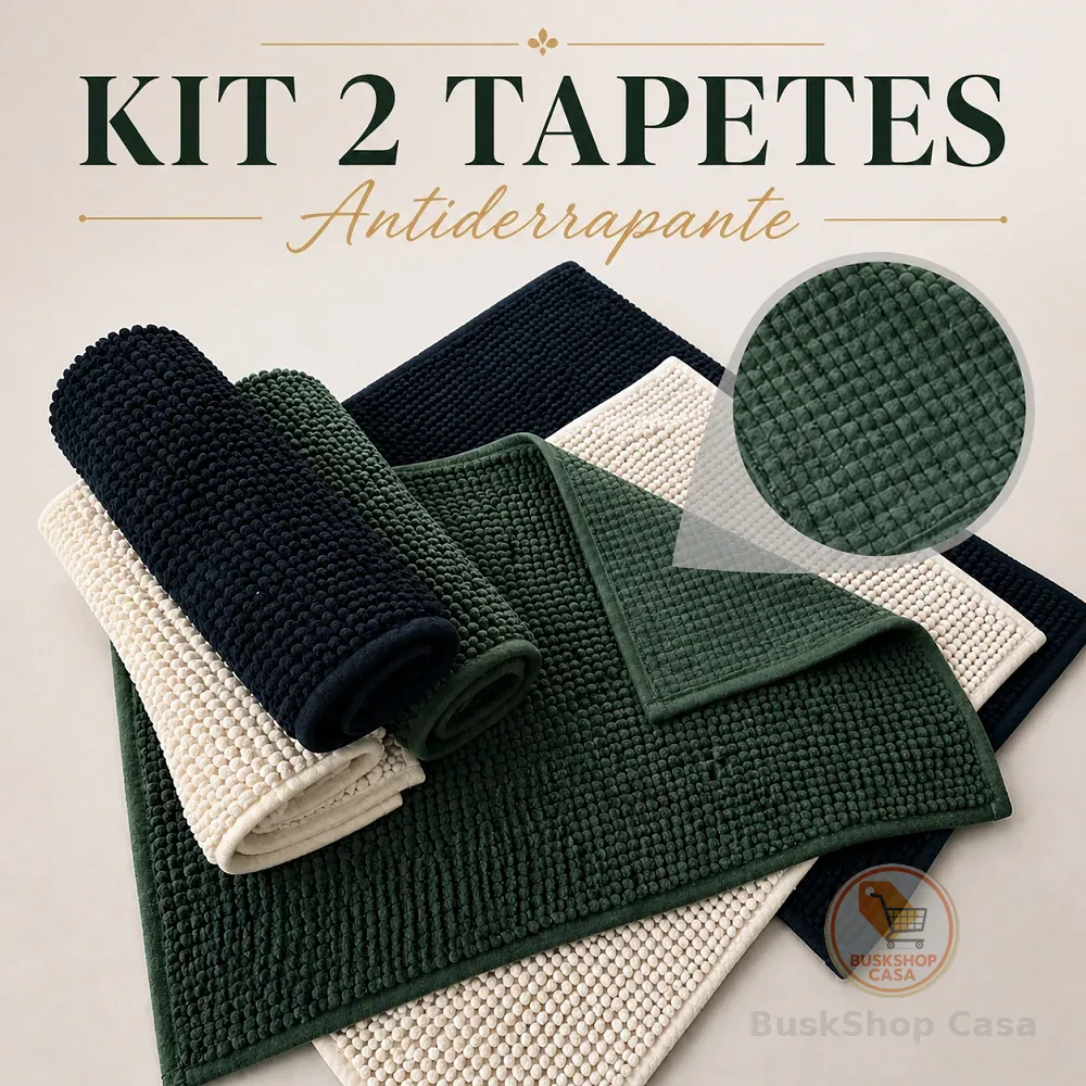 Kit Com 2 Tapetes Antiderrapante Banheiro Tipo Bolinha Em Microfibra 40x60 Alta Absorção Super Macio
