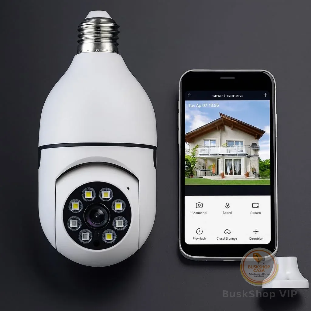 Câmera Segurança IP Lâmpada WiFi Full HD 1080p com Visão Noturna Infravermelho 1080P, Yoosee, Bivolt, Detecção de Movimento, Áudio Bidirecional, Prova D'água Giratória