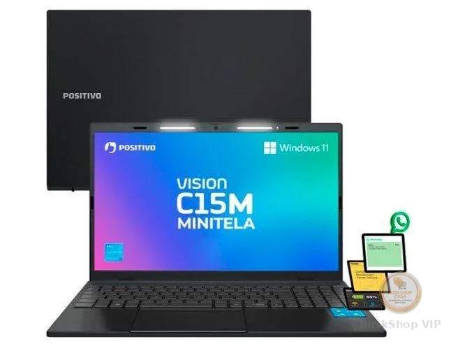 Notebook Positivo Vision C15M Intel Celeron N4500 Windows 11 Home 4GB RAM 128GB eMMC Tela 15" Full HD IPS Antirreflexo Minitela e Tecla Copilot Cinza