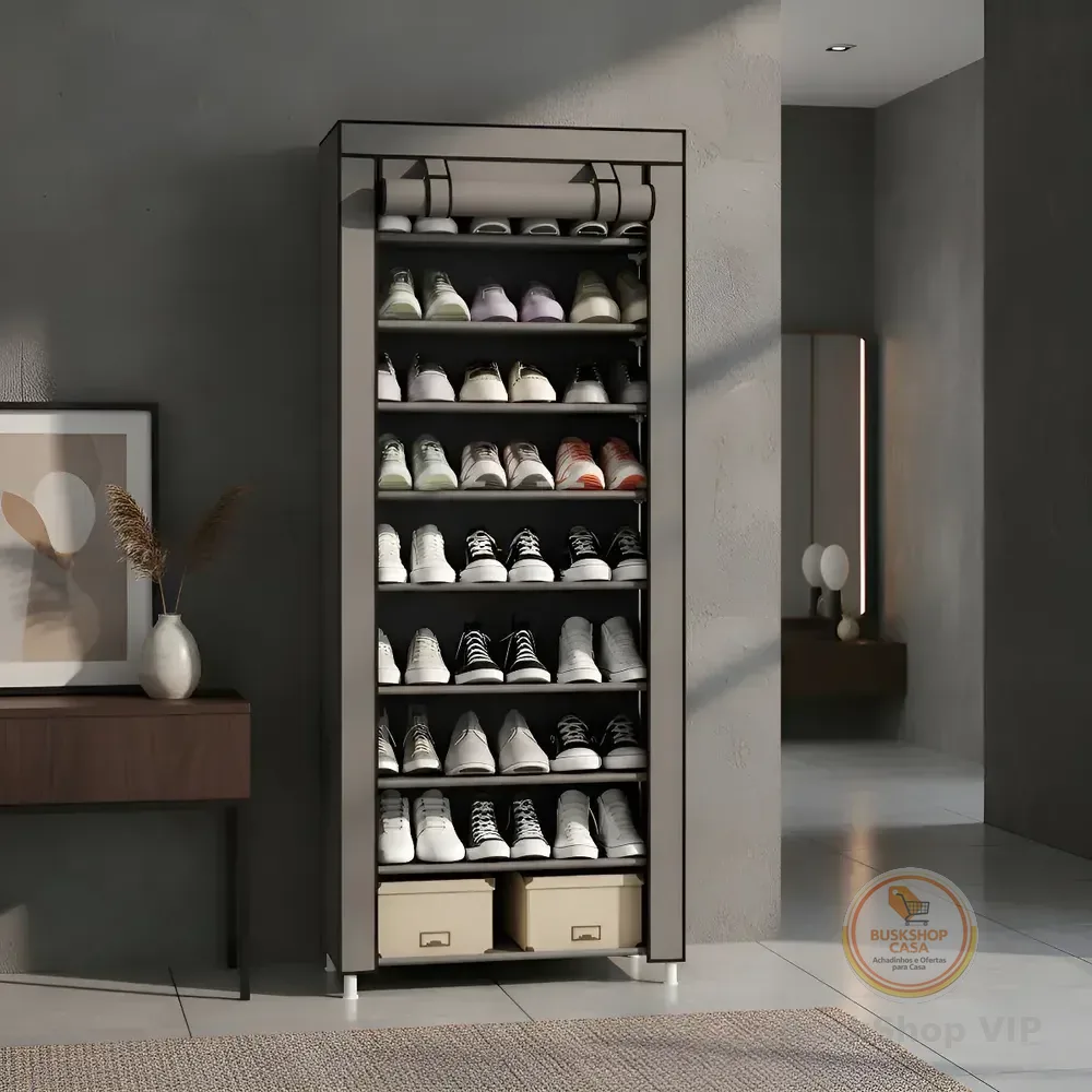 Sapateira Organizador De Sapatos Com 9 Prateleiras Tnt Cor Cinza