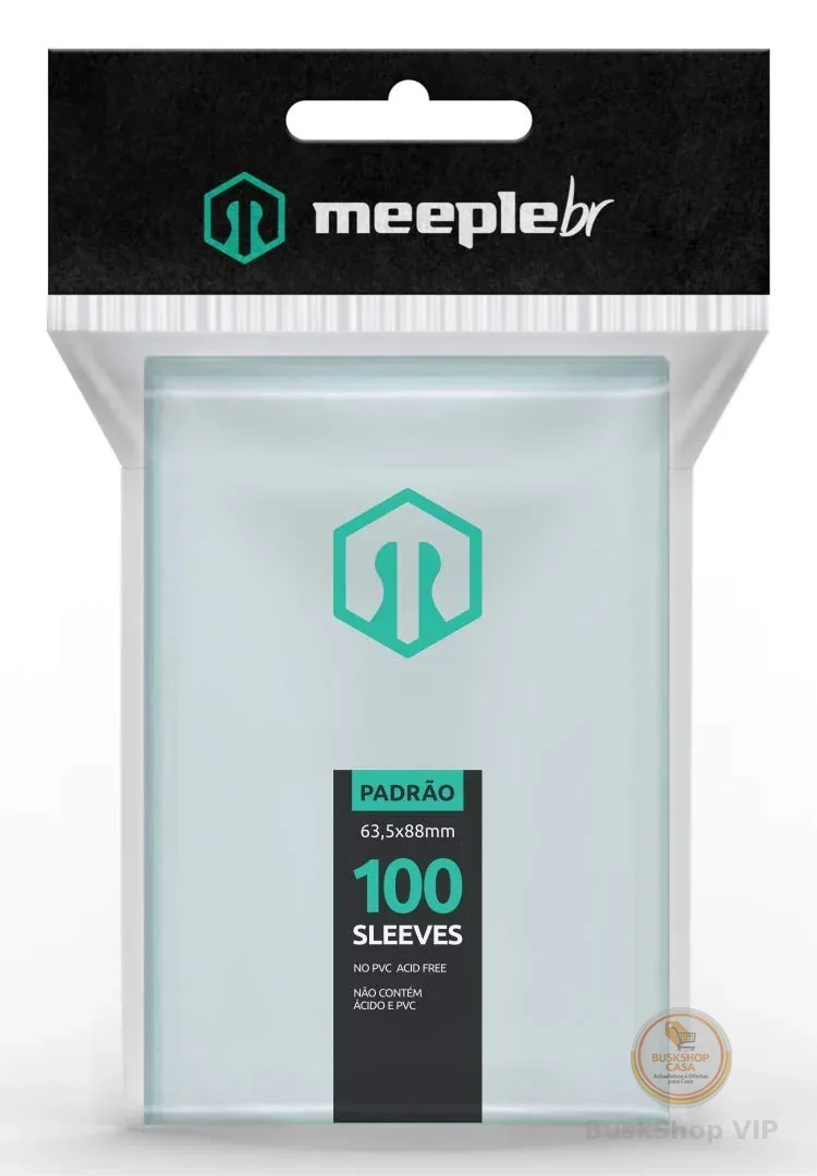 MeepleBR Sleeves - PADRÃO (63,5x88mm), 100 Unidades, TCG, Plástico para Proteção de Cartas